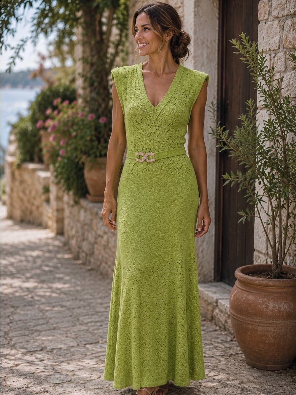 St. John's Chevron Re-Edition 2025 Lime Green Dress